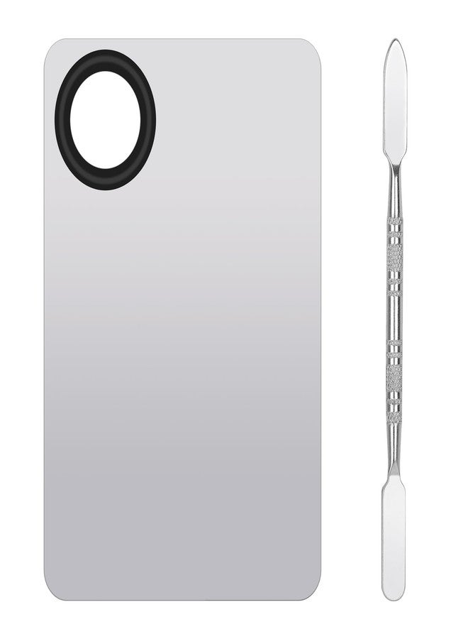 MixPeak Stainless Steel Cosmetic Makeup Palette,Foundation Spatula,Makeup Mixing Foundation Nail Mixing Palette,Professional Cosmetic Mixing Makeup Palettes Spatula Makeup Artist Tool（1 Pcs） - Image 1